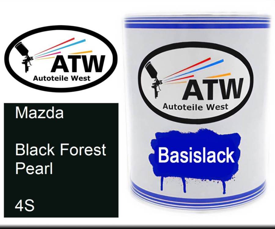 Mazda, Black Forest Pearl, 4S: 1L Lackdose, von ATW Autoteile West.